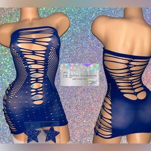 EXOTIC STRIPPER/ DANCE WEAR: 1 PIECE DRESS WITH RHINESTONES